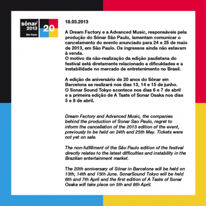 Sonar Sao Paulo cancelado